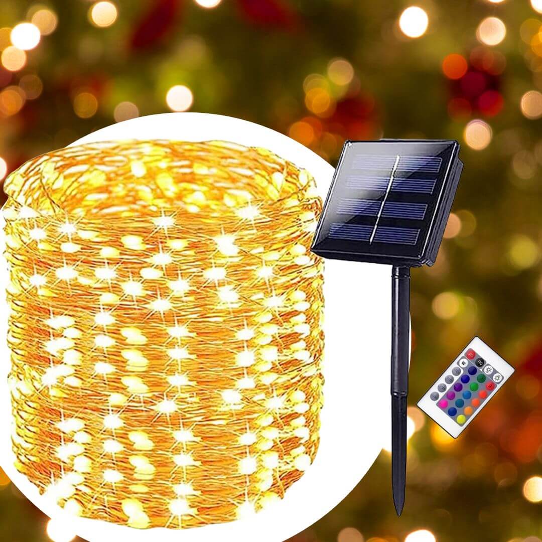 🎄LUCES LED 30M + PANEL SOLAR + CONTROL✨