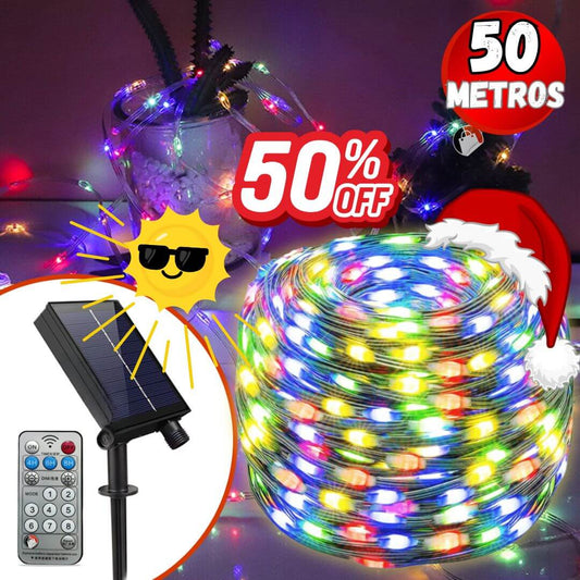 LUZ NAVIDAD 50M PANEL SOLAR + CONTROL