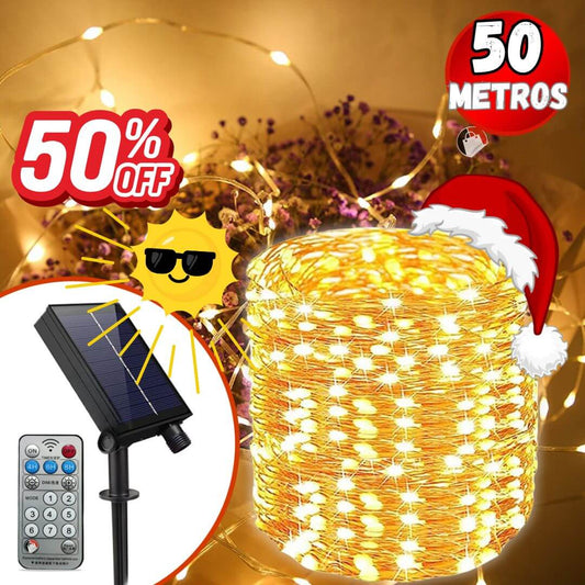 LUZ NAVIDAD 50M PANEL SOLAR + CONTROL