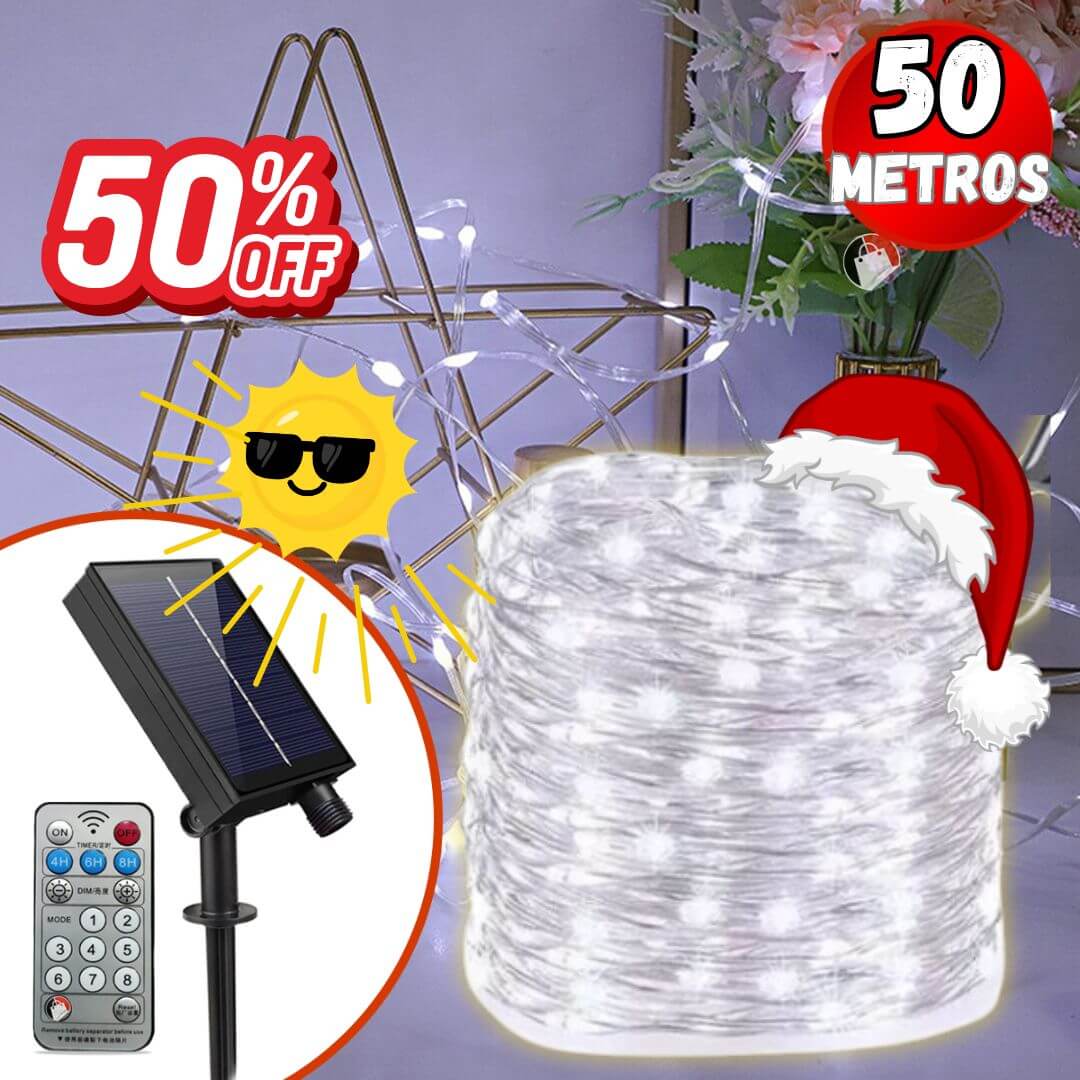LUZ NAVIDAD 50M PANEL SOLAR + CONTROL