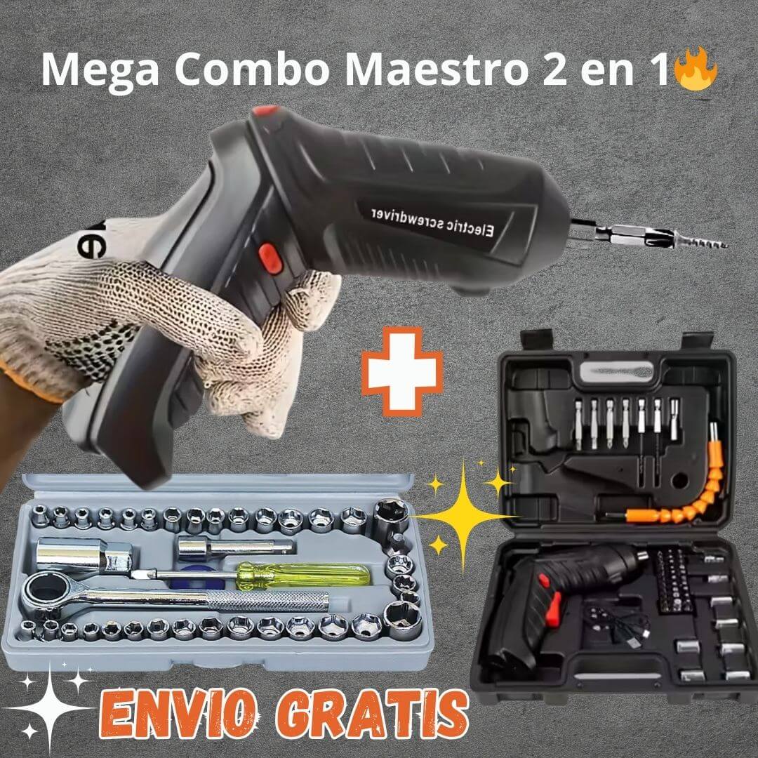 🔧 Set Destornillador Eléctrico + Juego Rachets 40 Piezas 🔥