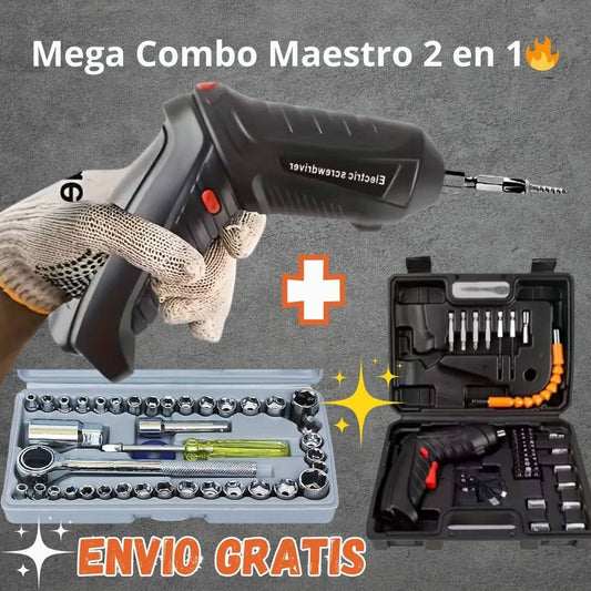 🔧 Set Destornillador Eléctrico + Juego Rachets 40 Piezas 🔥